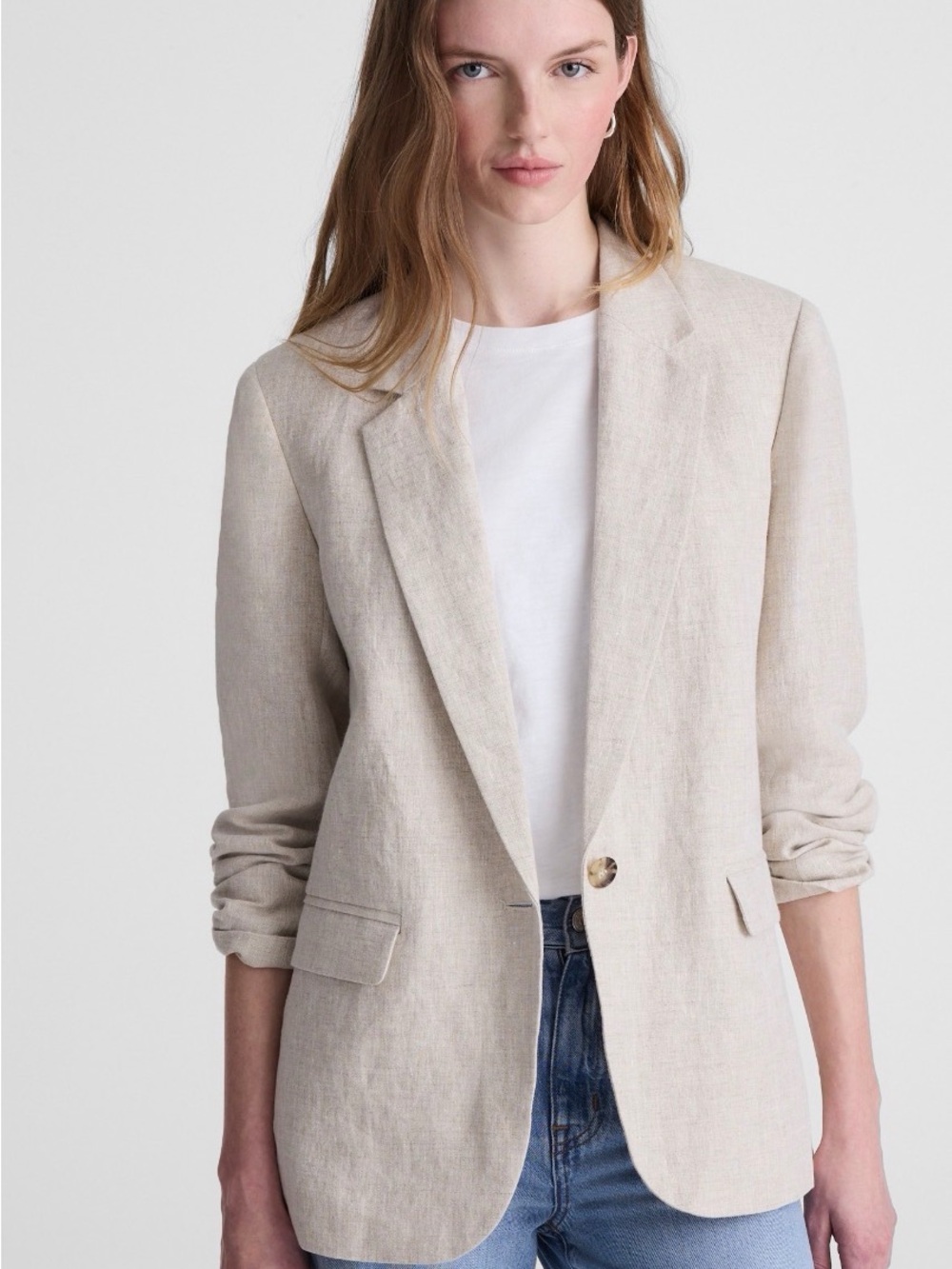 Madewell The Mercer Relaxed Blazer in 100% Linen - Oat (XL) - Never Worn